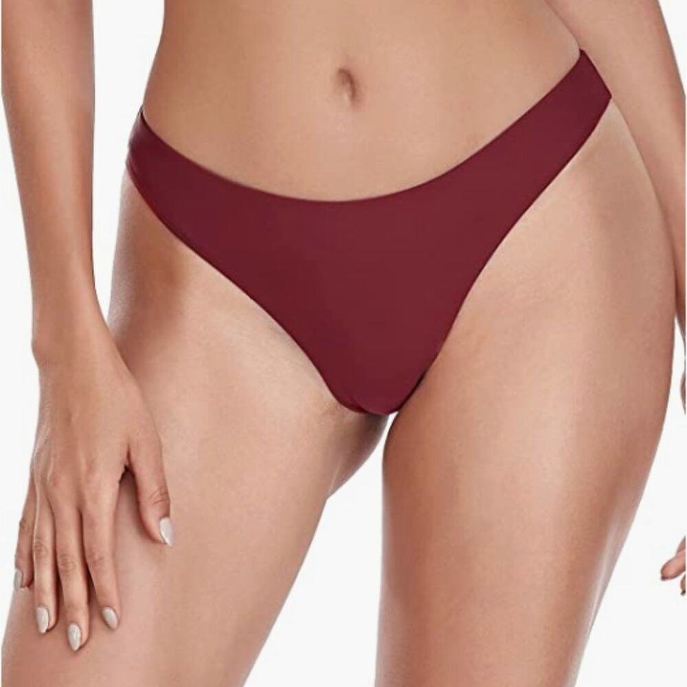 RELLECIGA Small Cheeky Brazilian Cut Bikini Bottom Wine Red NWT